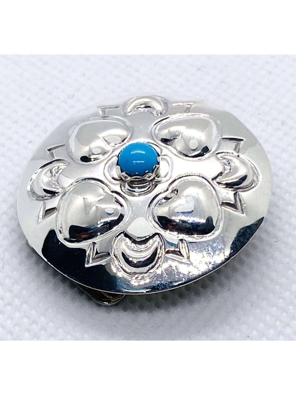 Southwest Sterling Silver 925 Turquoise Bolo Buckle 32mm